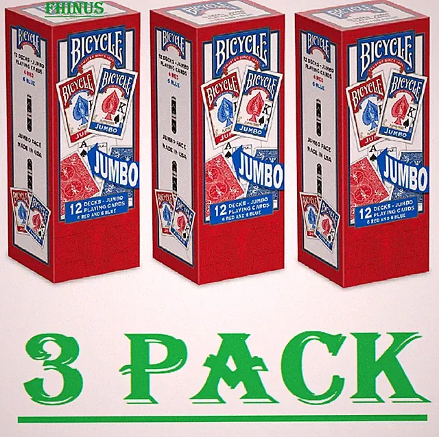 3 Pack Bicycle Jumbo Faces Playing Cards - 12 pks.