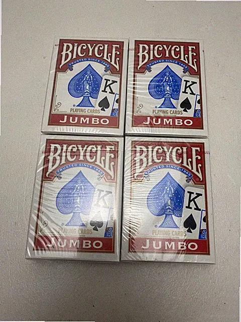 4X Bicycle JUMBO Made USA Playing Cards Decks Red Air Cushion Finish New Sealed