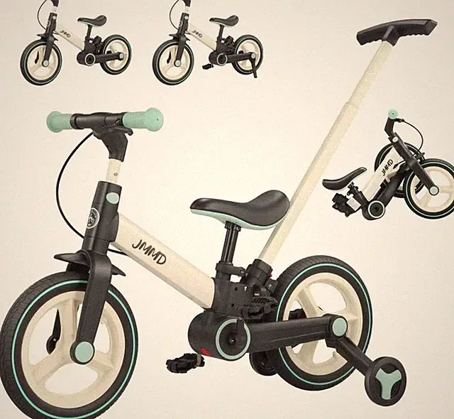 6-in-1 Toddler Bike 12" Balance Bike Push Handle Training Wheels Kids