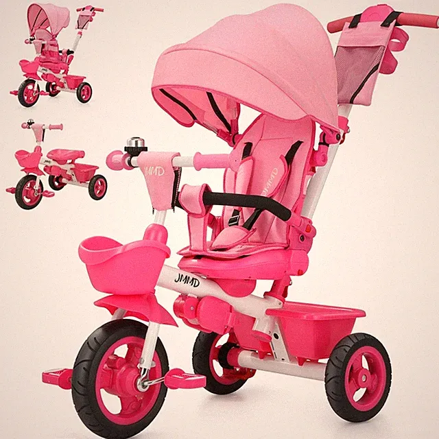 JMMD 7 in 1 Tricycle Stroller with Push Handle, Baby Trike with 360° Swivel S...