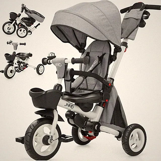 JMMD 8 in 1 Tricycle Stroller with Push Handle, Foldable Trike with 360° Swiv...